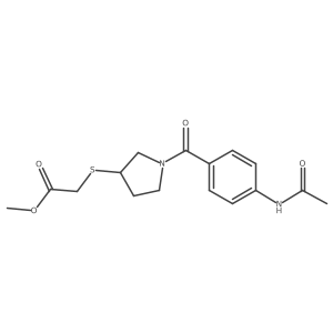 Methyl 2-((1-(4-acetamidobenzoyl)pyrrolidin-3-yl)thio)acetate结构式