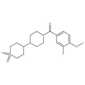 (4-(1,1-dioxidotetrahydro-2H-thiopyran-4-yl)piperazin-1-yl)(3-fluoro-4-methoxyphenyl)methanone结构式