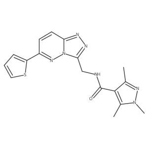 1,3,5-trimethyl-N-((6-(thiophen-2-yl)-[1,2,4]triazolo[4,3-b]pyridazin-3-yl)methyl)-1H-pyrazole-4-carboxamide Structure