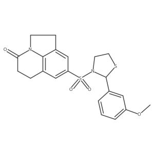 8-((2-(3-methoxyphenyl)thiazolidin-3-yl)sulfonyl)-5,6-dihydro-1H-pyrrolo[3,2,1-ij]quinolin-4(2H)-one结构式