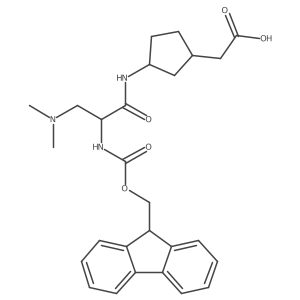 2-{3-[(2S)-3-(dimethylamino)-2-({[(9H-fluoren-9-yl)methoxy]carbonyl}amino)propanamido]cyclopentyl}acetic acid结构式