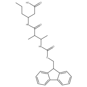(3R)-3-[3-({[(9H-fluoren-9-yl)methoxy]carbonyl}amino)-2-methylbutanamido]hexanoic acid结构式