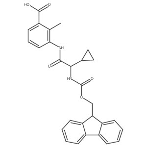 3-[2-cyclopropyl-2-({[(9H-fluoren-9-yl)methoxy]carbonyl}amino)acetamido]-2-methylbenzoic acid Structure