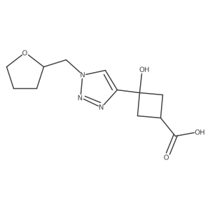 3-hydroxy-3-{1-[(oxolan-2-yl)methyl]-1H-1,2,3-triazol-4-yl}cyclobutane-1-carboxylic acid结构式