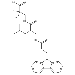 3-{2-[({[(9H-fluoren-9-yl)methoxy]carbonyl}amino)methyl]-4-methylpentanamido}-2-hydroxy-2-methylpropanoic acid结构式