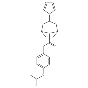 2-[4-(propan-2-ylsulfanyl)phenyl]-1-[3-(1H-1,2,4-triazol-1-yl)-8-azabicyclo[3.2.1]octan-8-yl]ethan-1-one结构式