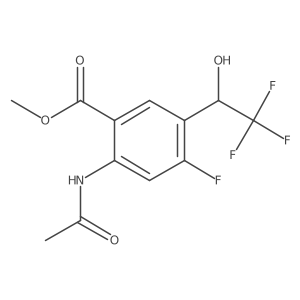 2-Acetylamino-4-fluoro-5-(2,2,2-trifluoro-1-hydroxy-ethyl)-benzoic acid methyl ester结构式