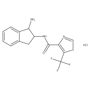 N-[(1R,2R)-1-Amino-2,3-dihydro-1H-inden-2-yl]-5-(trifluoromethyl)-1,3-thiazole-4-carboxamide;hydrochloride结构式