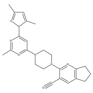 2-{4-[6-(3,5-dimethyl-1H-pyrazol-1-yl)-2-methylpyrimidin-4-yl]piperazin-1-yl}-5H,6H,7H-cyclopenta[b]pyridine-3-carbonitrile Structure