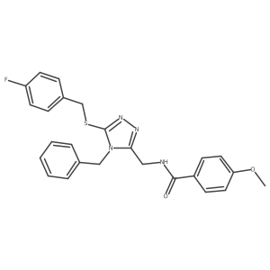 N-((4-benzyl-5-((4-fluorobenzyl)thio)-4H-1,2,4-triazol-3-yl)methyl)-4-methoxybenzamide结构式