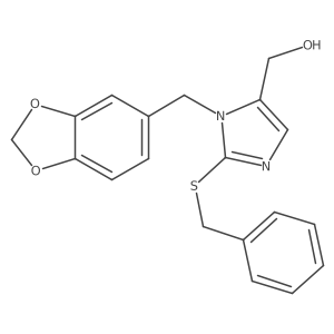 (1-(benzo[d][1,3]dioxol-5-ylmethyl)-2-(benzylthio)-1H-imidazol-5-yl)methanol结构式