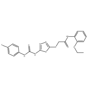 N-(2-ethoxyphenyl)-2-((5-(3-(4-fluorophenyl)ureido)-1,3,4-thiadiazol-2-yl)thio)acetamide结构式