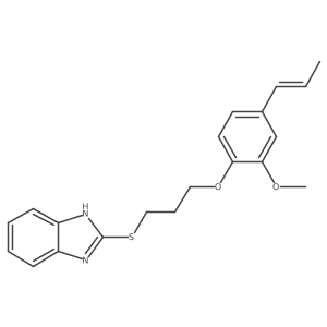 (E)-2-((3-(2-methoxy-4-(prop-1-en-1-yl)phenoxy)propyl)thio)-1H-benzo[d]imidazole Structure