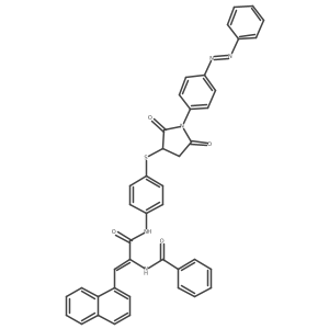 N-{3-[4-({2,5-Dioxo-1-[4-(phenyldiazenyl)phenyl]-3-pyrrolidinyl}sulfanyl)anilino]-1-(1-naphthalenyl)-3-oxo-1-propen-2-yl}benzamide Structure
