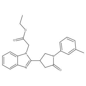 Ethyl 2-{2-[1-(3-methylphenyl)-5-oxopyrrolidin-3-yl]benzimidazolyl}acetate Structure