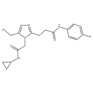 N-cyclopropyl-2-(2-((2-((4-fluorophenyl)amino)-2-oxoethyl)thio)-5-(hydroxymethyl)-1H-imidazol-1-yl)acetamide Structure