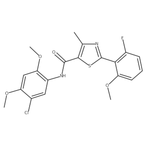 N-(5-chloro-2,4-dimethoxyphenyl)-2-(2-fluoro-6-methoxyphenyl)-4-methyl-1,3-thiazole-5-carboxamide结构式