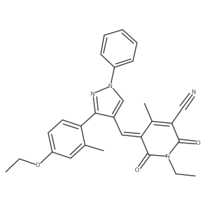 5-{[3-(4-ethoxy-2-methylphenyl)-1-phenyl-1H-pyrazol-4-yl]methylidene}-1-ethyl-4-methyl-2,6-dioxo-1,2,5,6-tetrahydropyridine-3-carbonitrile Structure