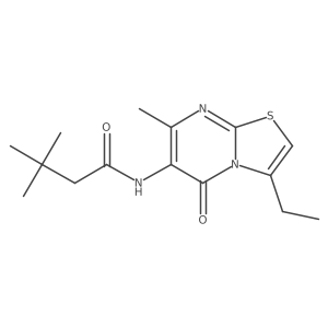 N-(3-Ethyl-7-methyl-5-oxo-5H-thiazolo[3,2-a]pyrimidin-6-yl)-3,3-dimethylbutanamide结构式
