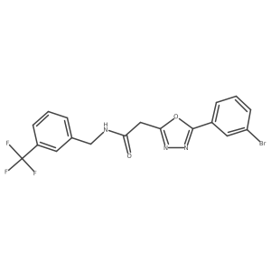 2-(5-(3-bromophenyl)-1,3,4-oxadiazol-2-yl)-N-(3-(trifluoromethyl)benzyl)acetamide结构式