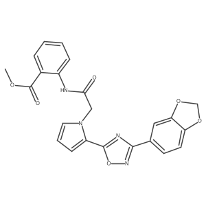 methyl 2-[({2-[3-(1,3-benzodioxol-5-yl)-1,2,4-oxadiazol-5-yl]-1H-pyrrol-1-yl}acetyl)amino]benzoate Structure