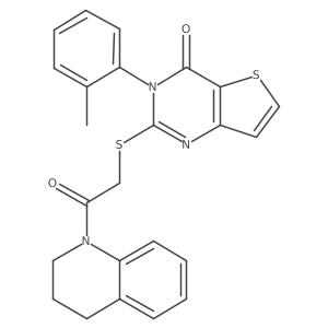 2-{[2-(3,4-dihydroquinolin-1(2H)-yl)-2-oxoethyl]sulfanyl}-3-(2-methylphenyl)thieno[3,2-d]pyrimidin-4(3H)-one结构式