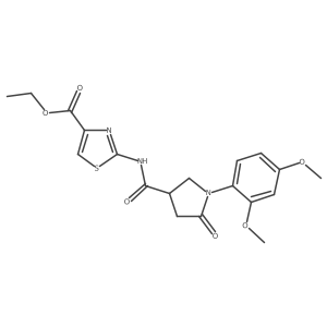 Ethyl 2-({[1-(2,4-dimethoxyphenyl)-5-oxopyrrolidin-3-yl]carbonyl}amino)-1,3-thiazole-4-carboxylate Structure