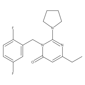 3-[(2,5-Difluorophenyl)methyl]-6-ethyl-2-(pyrrolidin-1-yl)-3,4-dihydropyrimidin-4-one结构式