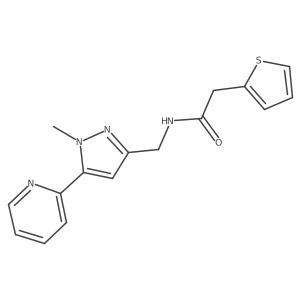 N-((1-methyl-5-(pyridin-2-yl)-1H-pyrazol-3-yl)methyl)-2-(thiophen-2-yl)acetamide结构式