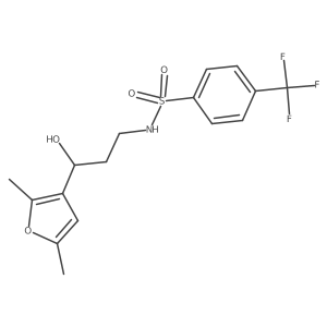 N-(3-(2,5-dimethylfuran-3-yl)-3-hydroxypropyl)-4-(trifluoromethyl)benzenesulfonamide结构式