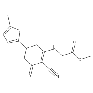 methyl N-[2-cyano-5-(5-methyl-2-thienyl)-3-oxocyclohex-1-en-1-yl]glycinate结构式