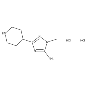 2-methyl-5-(piperidin-4-yl)-2,3-dihydro-1H-1,2,4-triazol-3-imine dihydrochloride结构式