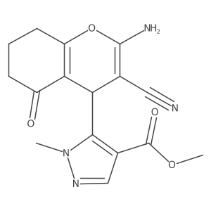 Methyl 5-(2-amino-3-cyano-5-oxo-5,6,7,8-tetrahydro-4H-chromen-4-YL)-1-methyl-1H-pyrazole-4-carboxylate结构式