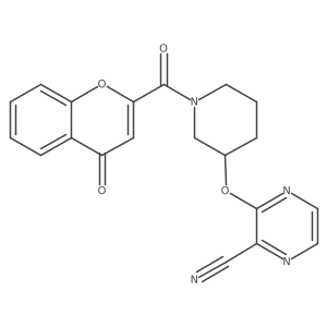 3-((1-(4-oxo-4H-chromene-2-carbonyl)piperidin-3-yl)oxy)pyrazine-2-carbonitrile结构式