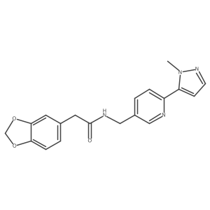 2-(benzo[d][1,3]dioxol-5-yl)-N-((6-(1-methyl-1H-pyrazol-5-yl)pyridin-3-yl)methyl)acetamide结构式