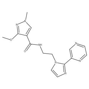 3-methoxy-1-methyl-N-(2-(2-(pyrazin-2-yl)-1H-imidazol-1-yl)ethyl)-1H-pyrazole-4-carboxamide结构式