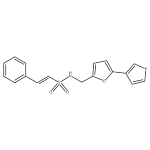 (E)-2-phenyl-N-((5-(thiophen-3-yl)furan-2-yl)methyl)ethenesulfonamide结构式