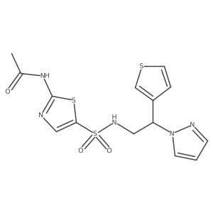 N-(5-{[2-(1H-pyrazol-1-yl)-2-(thiophen-3-yl)ethyl]sulfamoyl}-1,3-thiazol-2-yl)acetamide结构式