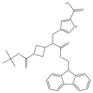 4-[({1-[(tert-butoxy)carbonyl]azetidin-3-yl}({[(9H-fluoren-9-yl)methoxy]carbonyl})amino)methyl]-1H-pyrrole-2-carboxylic acid结构式