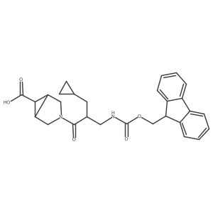 (1R,5S)-3-[2-(cyclopropylmethyl)-3-({[(9H-fluoren-9-yl)methoxy]carbonyl}amino)propanoyl]-3-azabicyclo[3.1.0]hexane-6-carboxylic acid结构式