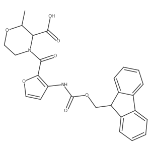 4-[3-({[(9H-fluoren-9-yl)methoxy]carbonyl}amino)furan-2-carbonyl]-2-methylmorpholine-3-carboxylic acid结构式