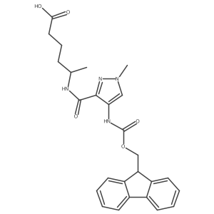 5-{[4-({[(9H-fluoren-9-yl)methoxy]carbonyl}amino)-1-methyl-1H-pyrazol-3-yl]formamido}hexanoic acid结构式