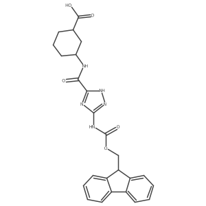 3-[5-({[(9H-fluoren-9-yl)methoxy]carbonyl}amino)-1H-1,2,4-triazole-3-amido]cyclohexane-1-carboxylic acid结构式