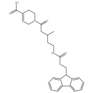 1-[5-({[(9H-fluoren-9-yl)methoxy]carbonyl}amino)-3-methylpentanoyl]-1,2,3,6-tetrahydropyridine-4-carboxylic acid结构式