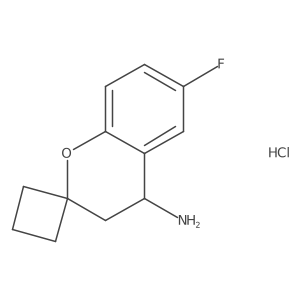 (4R)-6-fluoro-3,4-dihydrospiro[1-benzopyran-2,1'-cyclobutane]-4-amine hydrochloride结构式