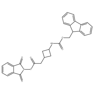 1,3-dioxo-2,3-dihydro-1H-isoindol-2-yl 2-[3-({[(9H-fluoren-9-yl)methoxy]carbonyl}amino)cyclobutyl]acetate结构式