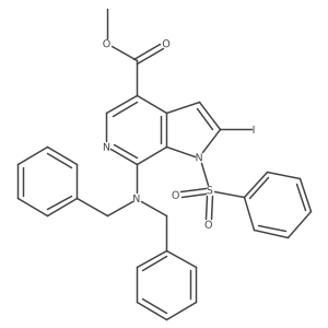Methyl 7-(dibenzylamino)-2-iodo-1-(phenylsulfonyl)-1H-pyrrolo[2,3-c]pyridine-4-carboxylate Structure