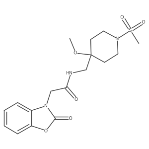 N-[(1-methanesulfonyl-4-methoxypiperidin-4-yl)methyl]-2-(2-oxo-2,3-dihydro-1,3-benzoxazol-3-yl)acetamide结构式