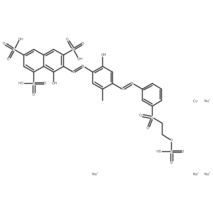 Tetrasodium (8-hydroxy-7-((2-hydroxy-5-methyl-4-((3-((2-(sulphooxy)ethyl)sulphonyl)phenyl)azo)phenyl)azo)naphthalene-1,3,6-trisulphonato(6-))cuprate(4-) Structure