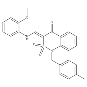 (3E)-3-{[(2-methoxyphenyl)amino]methylene}-1-(4-methylbenzyl)-1H-2,1-benzothiazin-4(3H)-one 2,2-dioxide结构式